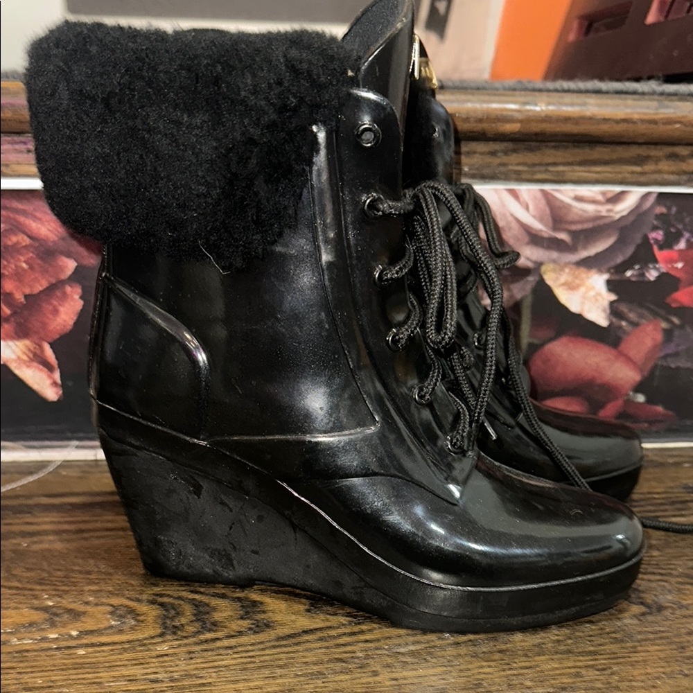Hunter Winter Black Wedge Boots